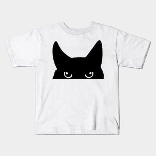 Peeking Black Cat Kids T-Shirt